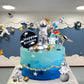 28 Pieces Astronaut Space Cake Toppers Outer Space Astronaut Figurines Planet Rocket Satellite Pearl Balls And Stars Kids Space