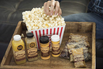 Amish Country Popcorn | 8-4 Ounce Variety Gift Set With Buttery Topping, Sweet Caramel Glaze, Ballpark Salt & Cheddar Cheese Sea