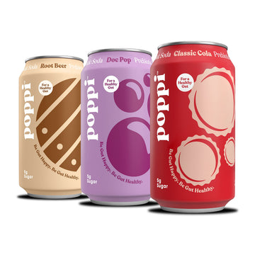 poppi Sparkling Prebiotic Soda Variety Pack, 12 Fl Oz (Pack of 12), Apple Cider Vinegar & Cola Flavors