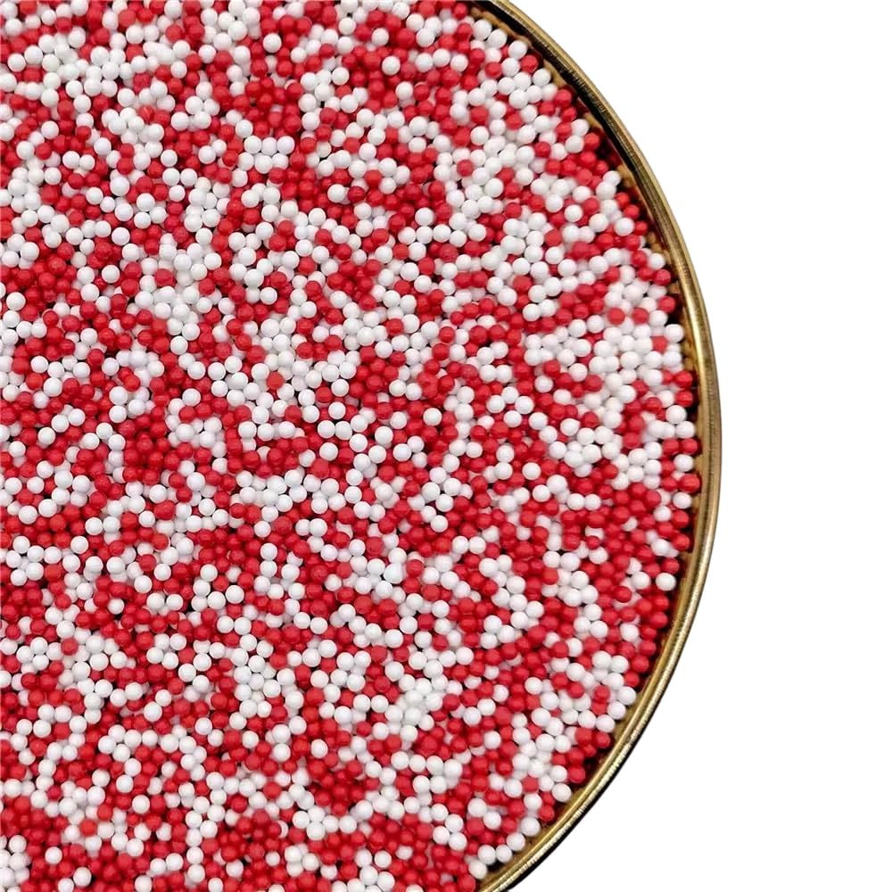 Sprinkles, White Red Edible Pearl Sprinkles for Cake Decorations, Baking, Ice Cream, Cookies, Cupcake Topper Edible Pearls Sprin