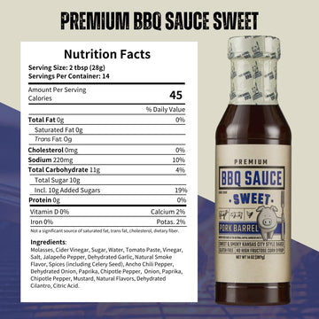 Pork Barrel Sweet Bbq Competition Sauce | Sweet Smoky Kansas City Style | Small Batch, No High Fructose Corn Syrup, Gluten-Free|