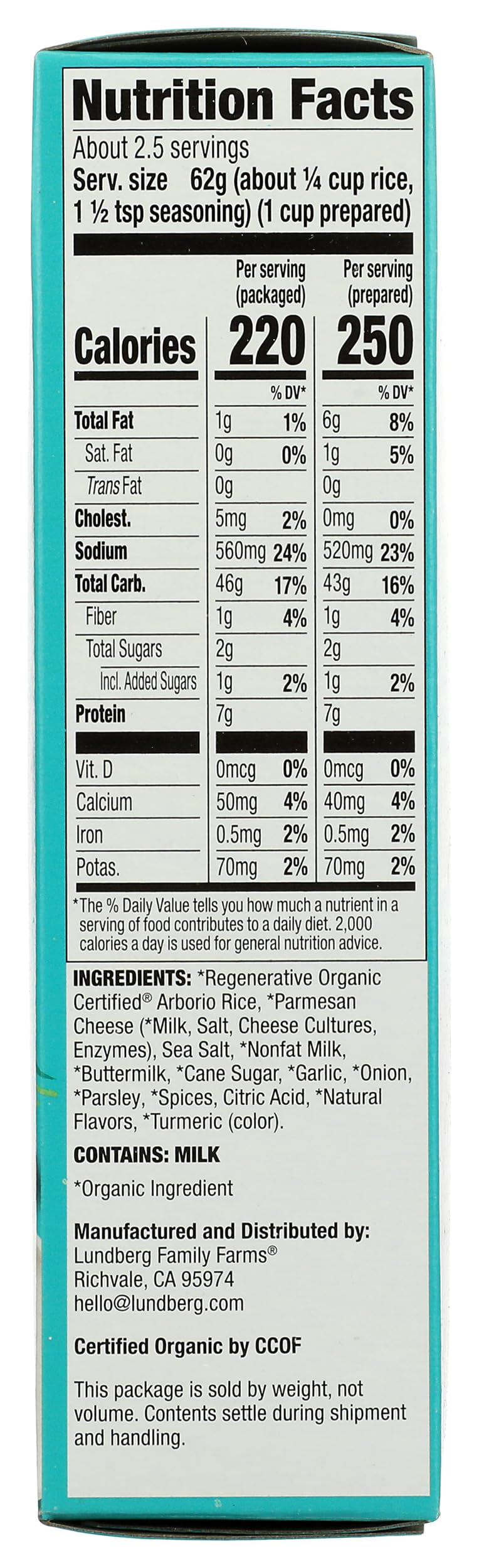 Lundberg Organic Risotto, Alfredo, 5.5 oz (156 g)