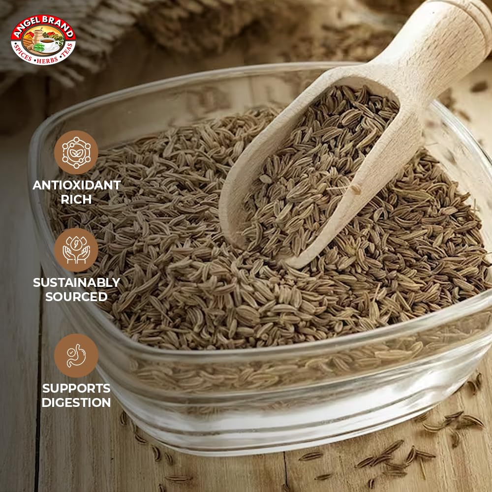 Angel Brand Cumin Seeds Whole 13Oz Bottle - Premium Whole Cumin Seeds For Cooking, Spices, And Seasoning - Ideal For Indian, Mid