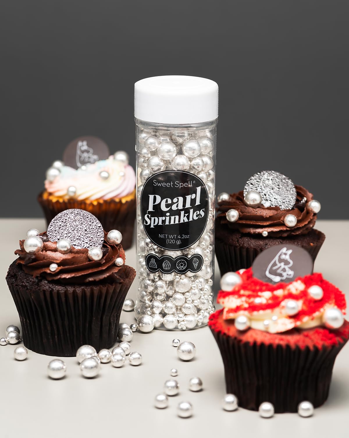 Sweet Spell Silver Pearl Sprinkles For Cake Decorating (120G/ 4.2Oz) - Sugar Candy Ball Pearls For Cupcakes, Ice Cream Toppers,