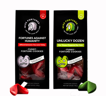 MISS FORTUNES Funny Fortune Cookies, Multi-Pack of 2 Dozen, 12 Count, Humanity + Unlucky