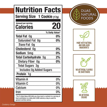 Dijas Natural Foods, Crunchy Fat Free Biscotti Cookie, All Natural Preservative Free Ingredients, Delicious Low Calorie Snack (5 Ounces, Cranberry Orange)