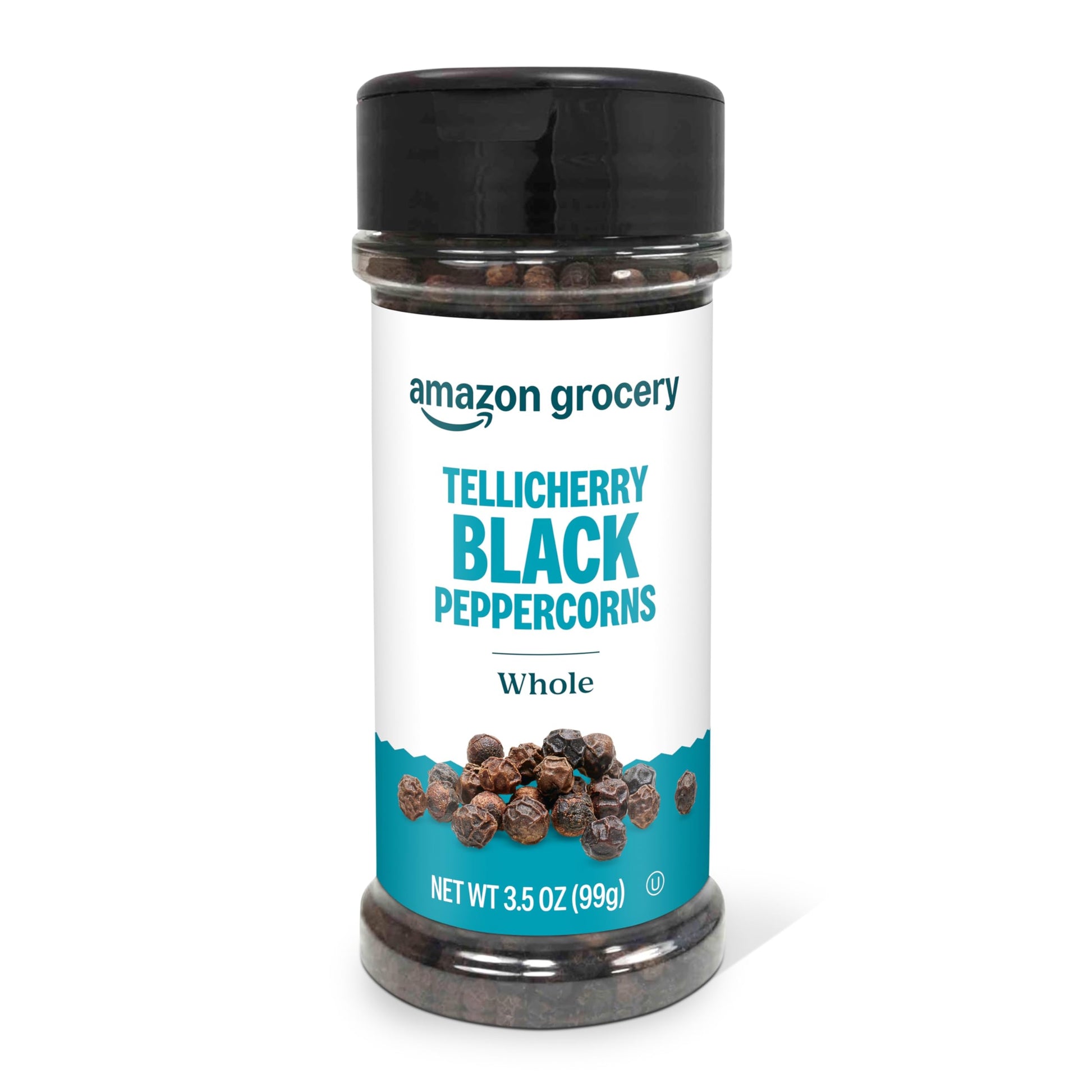 Amazon Grocery Tellicherry Whole Black Peppercorns, 3.5 Oz, Pack of 1