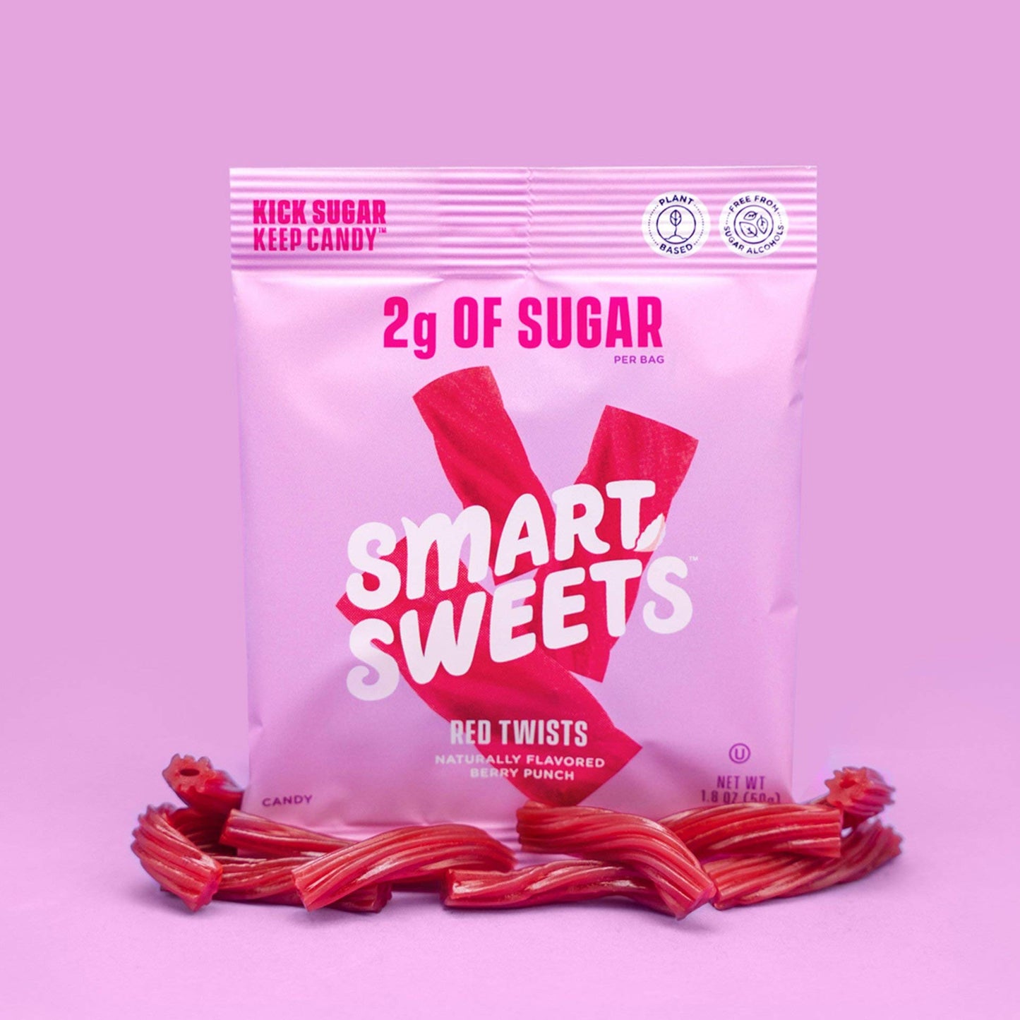 Smart Sweets Red Twists 4 Pack Healthier Version Of Twizlers 92% Less Sugar 12 Grams Of Fiber Plant Based Vegan Keto Friendly On