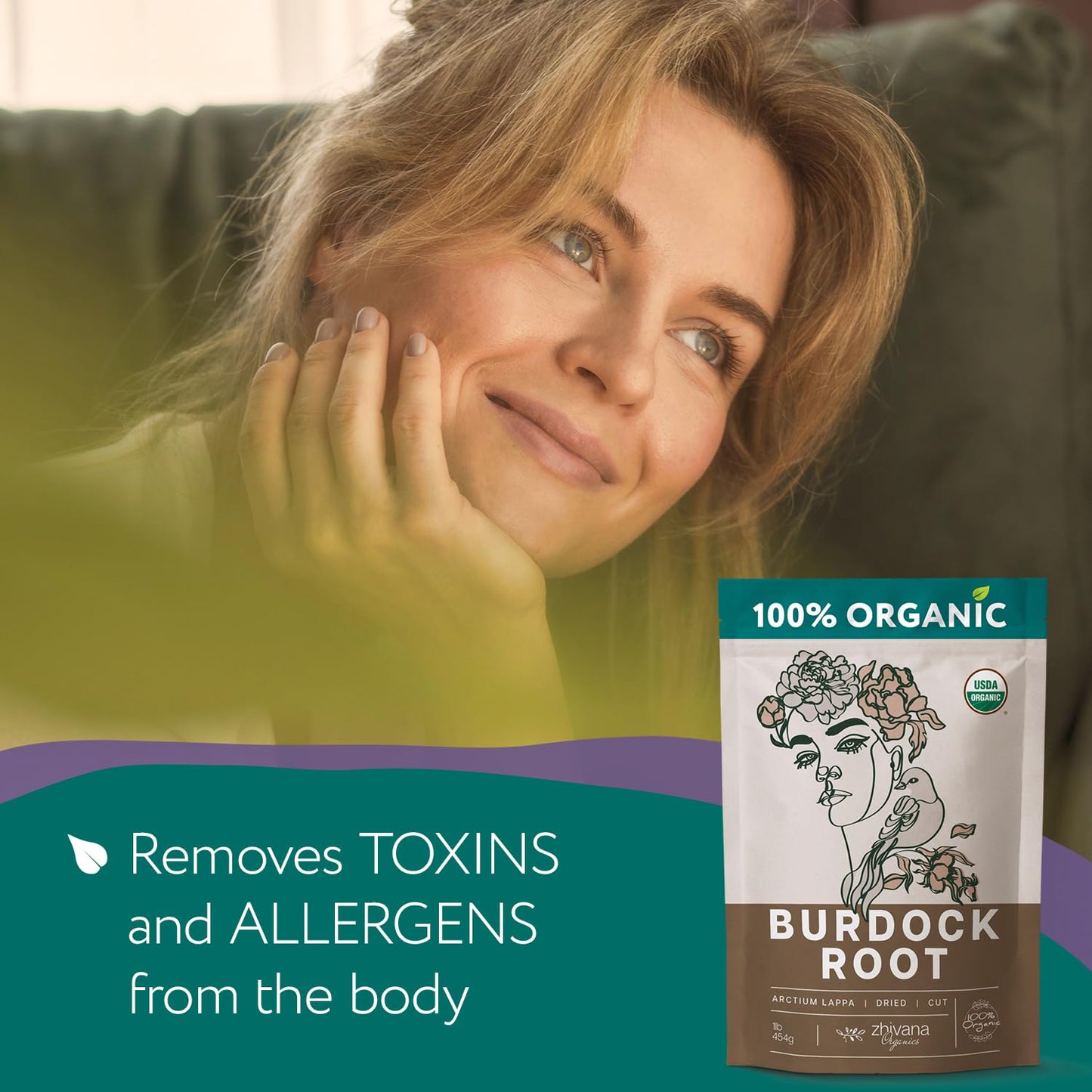 Zhivana Organics Organic Burdock Root Tea - 10 LB - Digestion & Liver Support