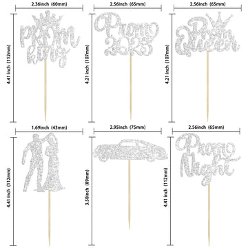 Gyufise 24Pcs Sliver Prom Cupcake Topper Prom Decorations For Party 2025 Prom Graduation Cupcake Topper 2025 Graduation Decorati