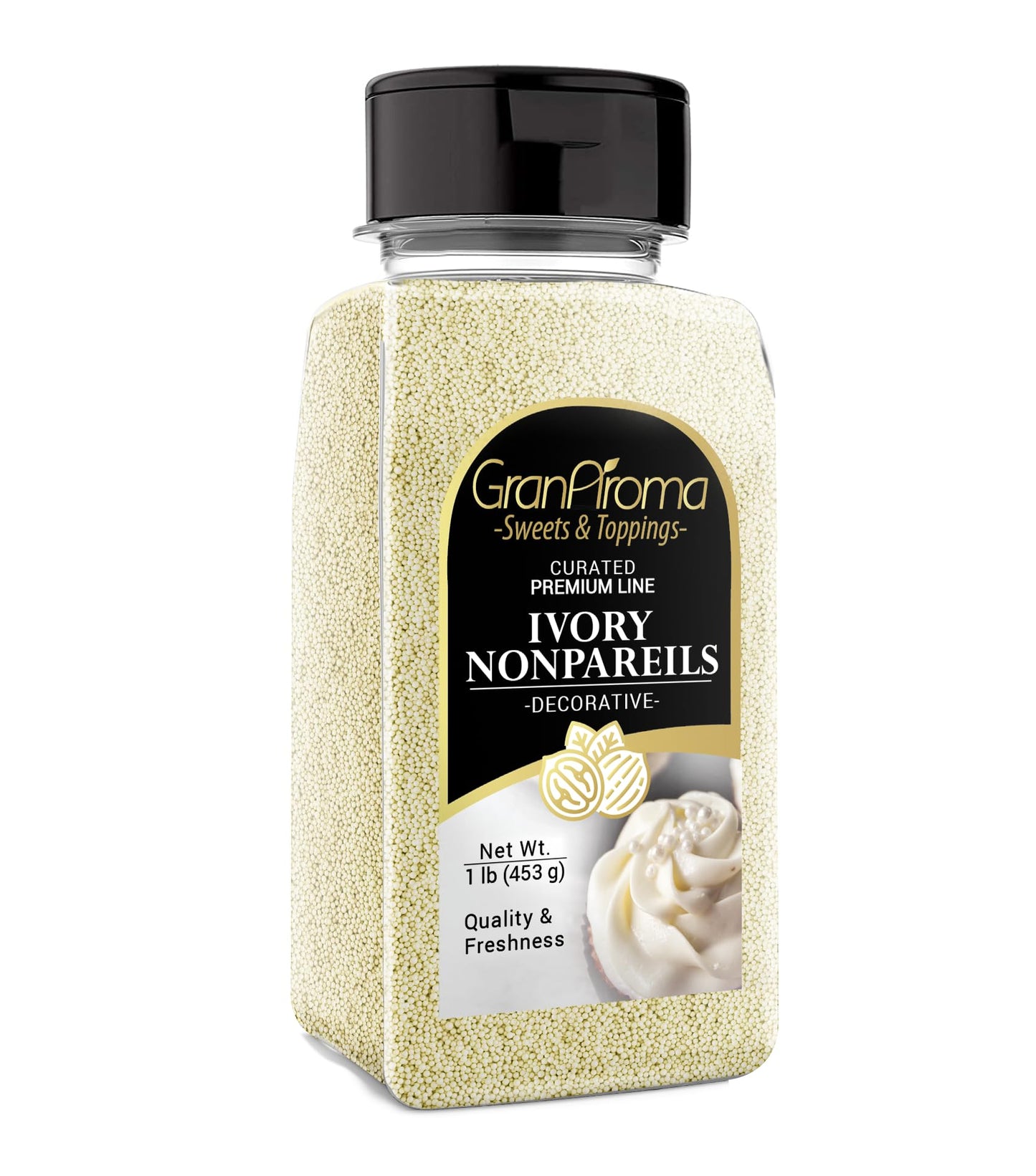 GranAroma Decorative Sprinkles, Ivory Nonpareils, 1 lb, Bakery Essential for Cakes & Cookies