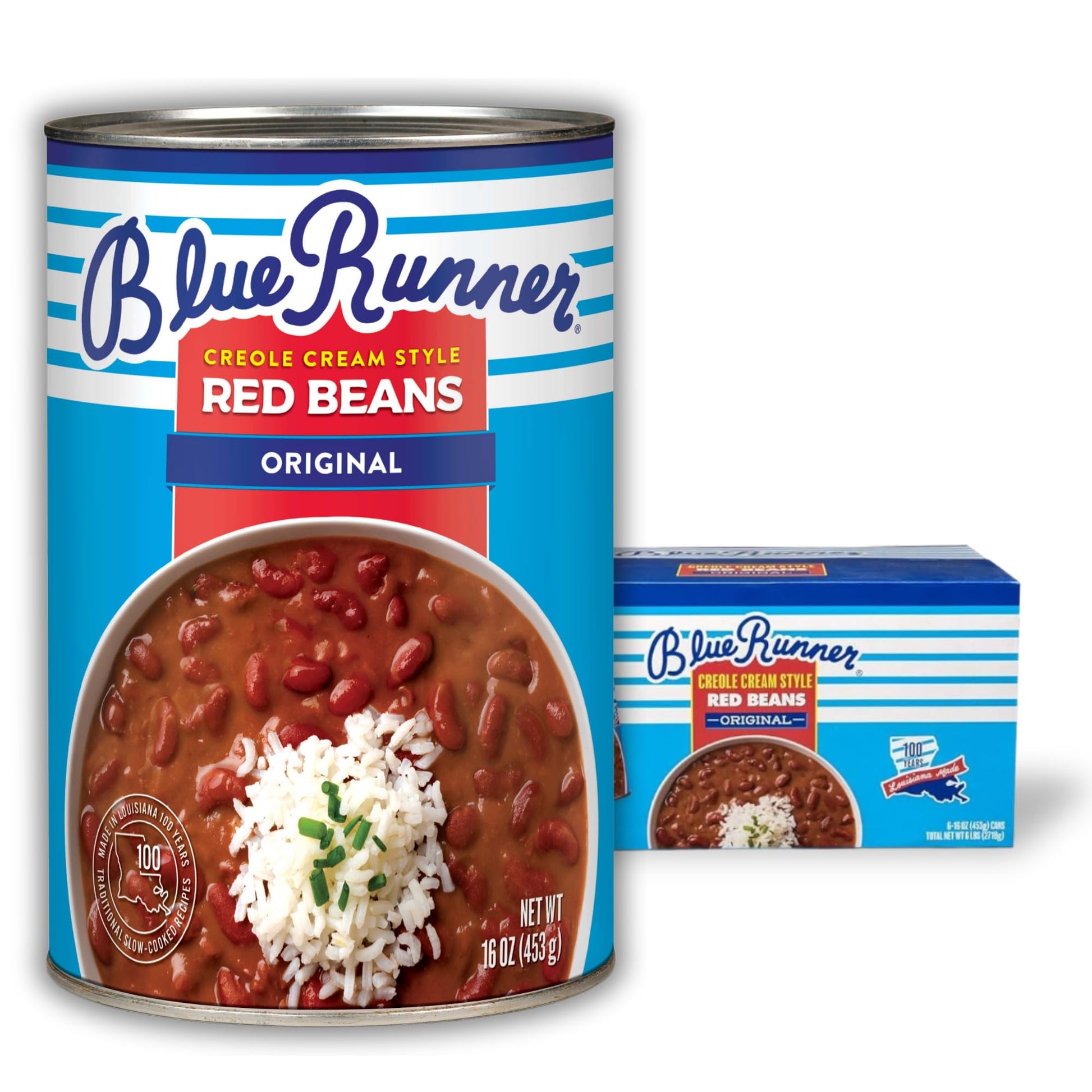 Blue Runner Creole Cream Style Red Beans, 1 Pound (Pack of 6) - Easy Heat and Serve for Delicious Meals - Authentic New Orleans Flavor