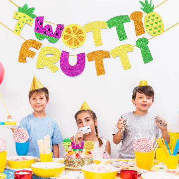 Twotti Frutti Birthday Banner Summer Party Cake Topper Twotti Fruity Birthday Decorations Fruit 2nd Birthday Party Supplies