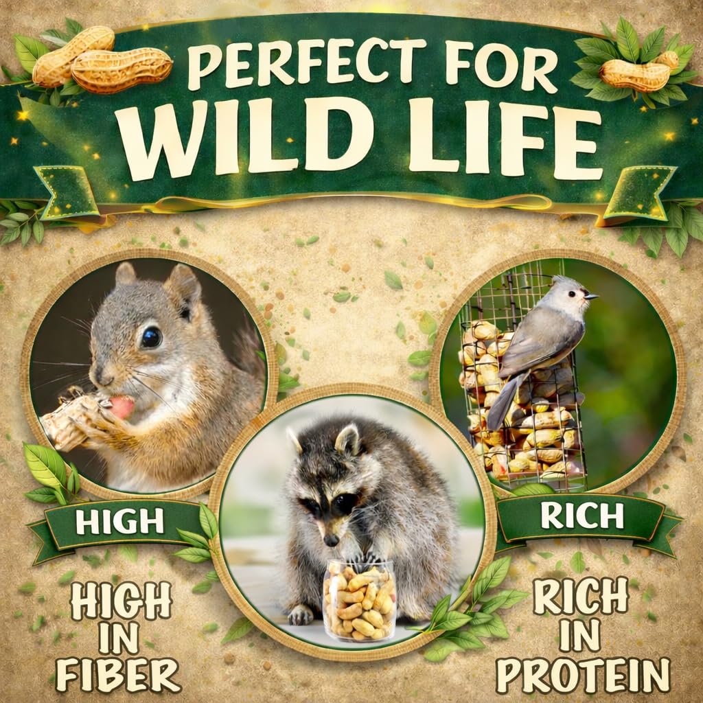 Office Roast Raw Peanuts in Shell 2 lb Bag - Unsalted, Natural & Healthy Snack - Plain Peanuts for Squirrels, Birds & Wildlife F