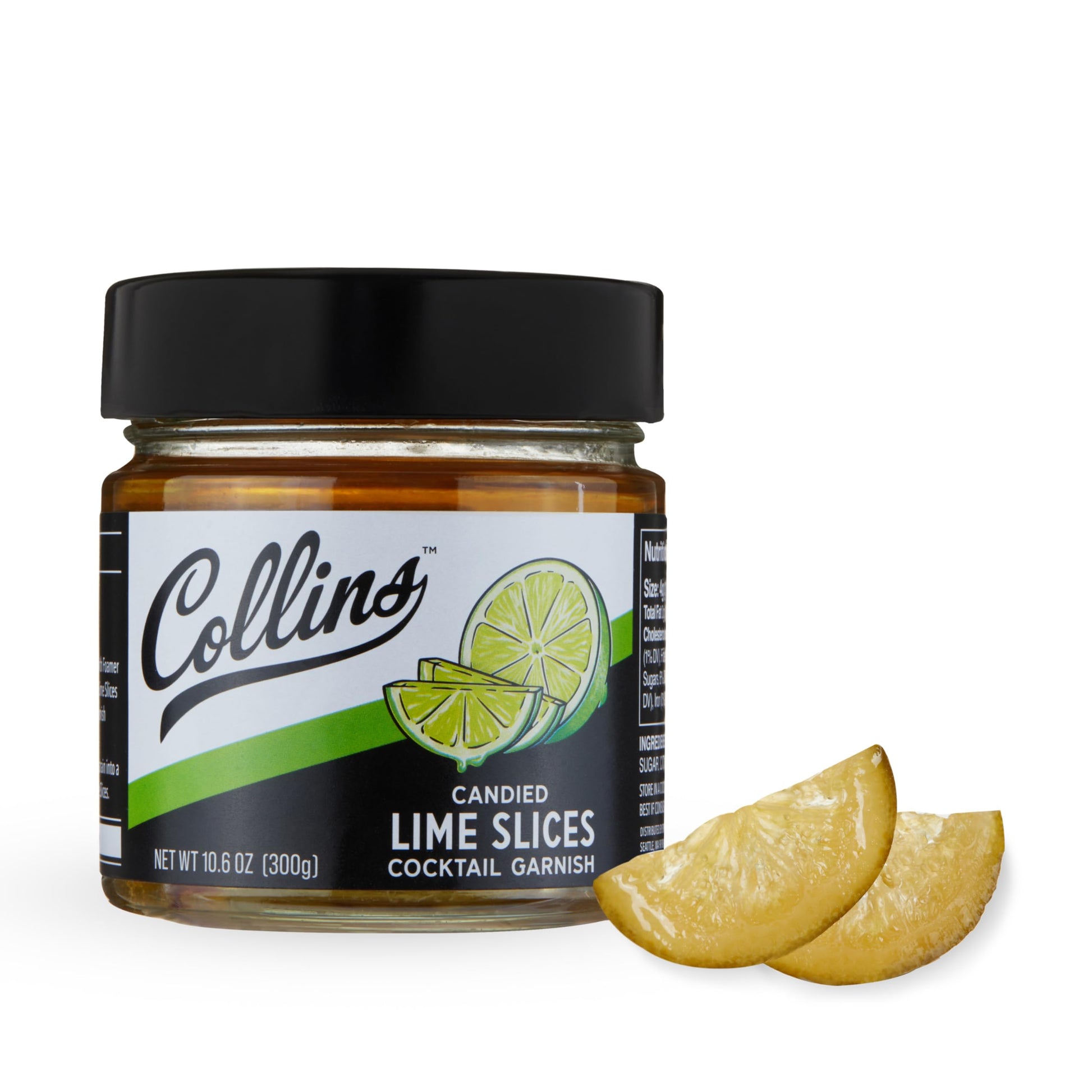 Collins Candied Lime Slices in Syrup, 10.6oz, Green, Set of 1, Bartender Accessories