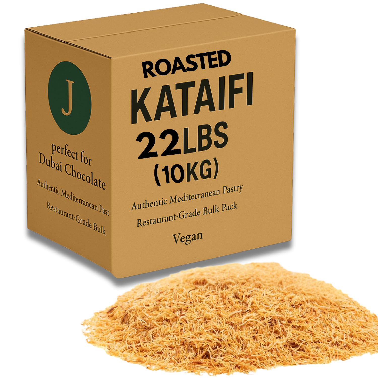 Roasted Kataifi Shredded Fillo Dough 10kg (22 lbs) - Crispy Pre-Toasted Kadayif for Dubai Chocolate Bar  Kunefe  Knafeh & Pastry Professionals - Bulk Catering Size  Vegan  Product of Turkey
