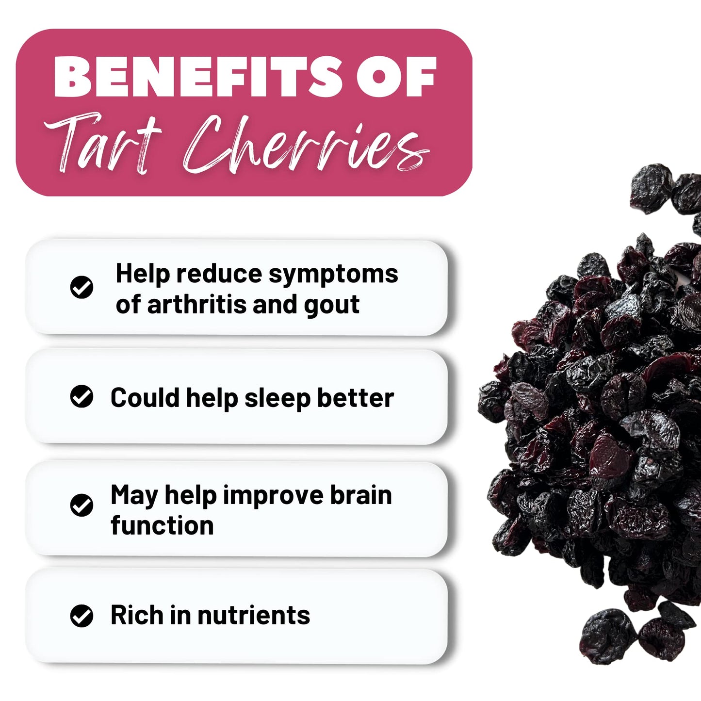 Berrilys Organic Unsweetened Dried Tart Cherries, 5 lb, Dark Red, Non-GMO, Vegan, Perfect for Baking and Snacking