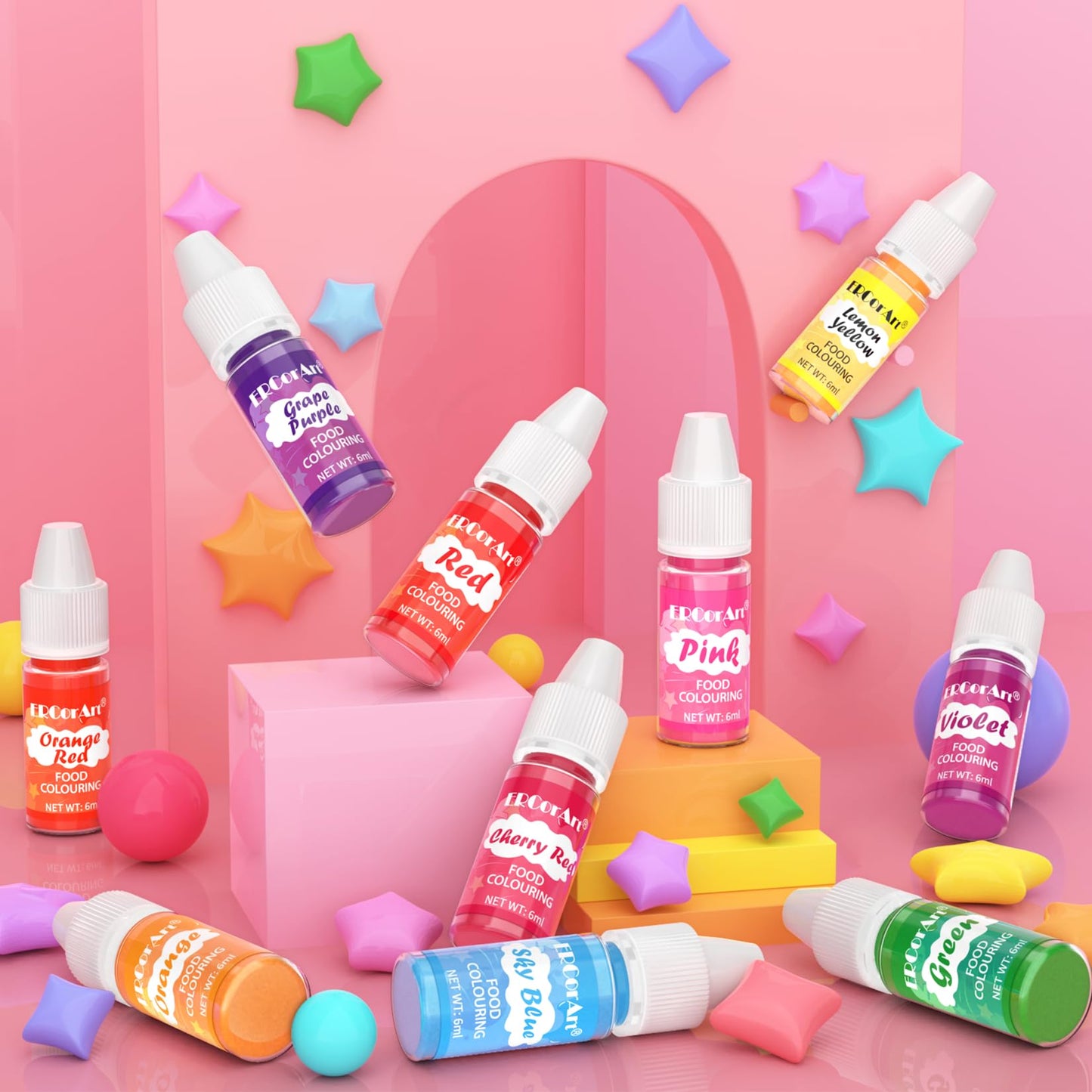 Food Coloring Liquid - Ercorart 16 Colors Food Coloring, Food Grade Food Dye, Tasteless Food Color Set For Cake Decorating, East