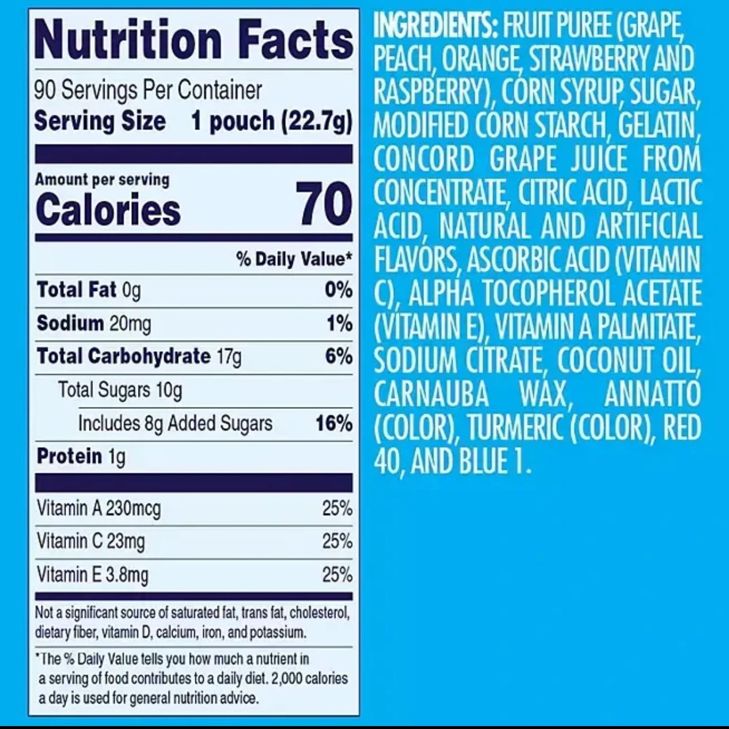 Mixed Fruit Snacks, 0.8 oz Pouches, 90 Count (2 Pack)