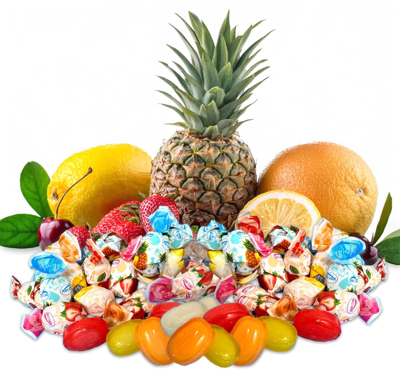 SweetGourmet Arcor Fruit Filled Assorted Bon Hard Candy, 2 lb