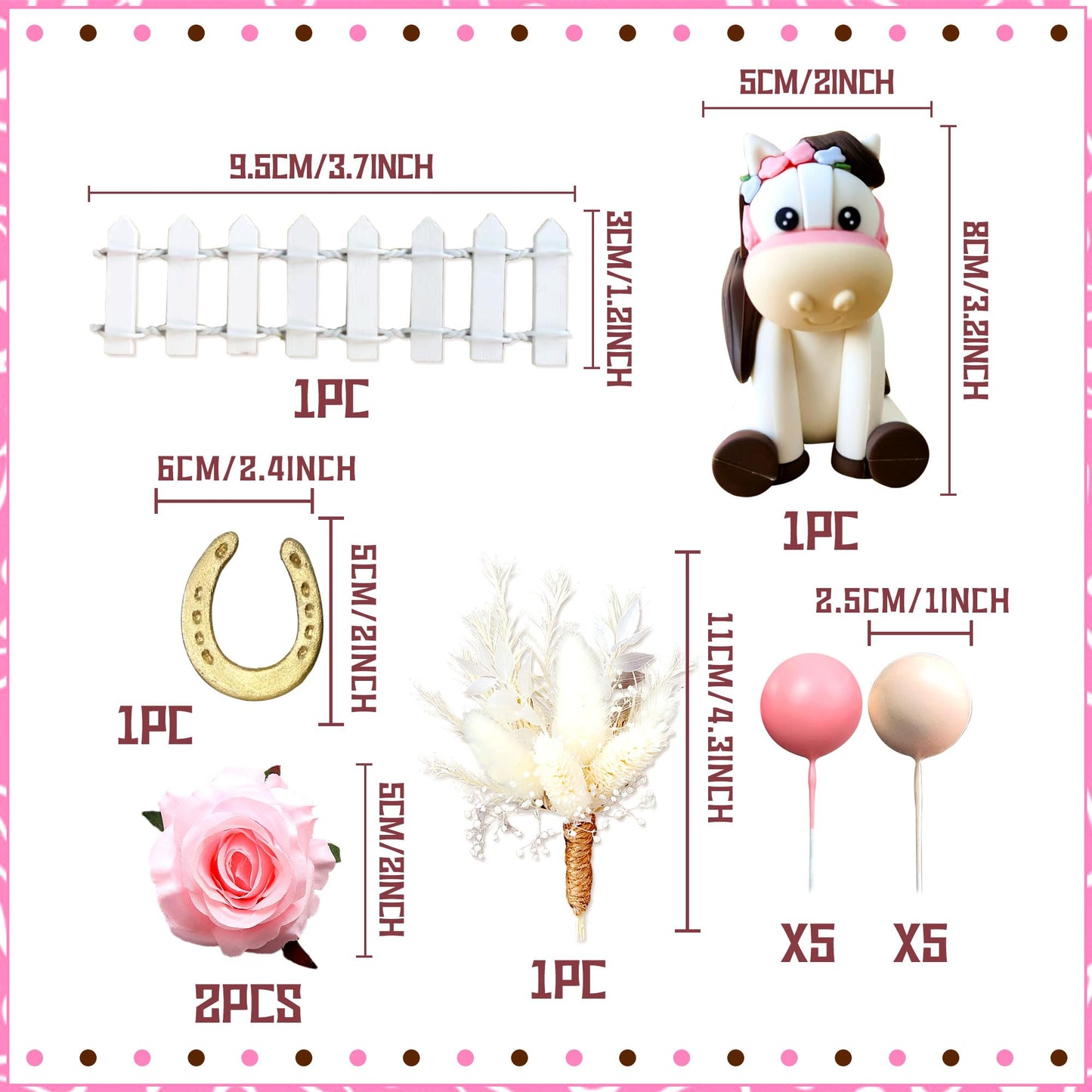 JeVenis Boho Horse Cake Decoration, Plastic Cowgirl Cake Topper, Small, White