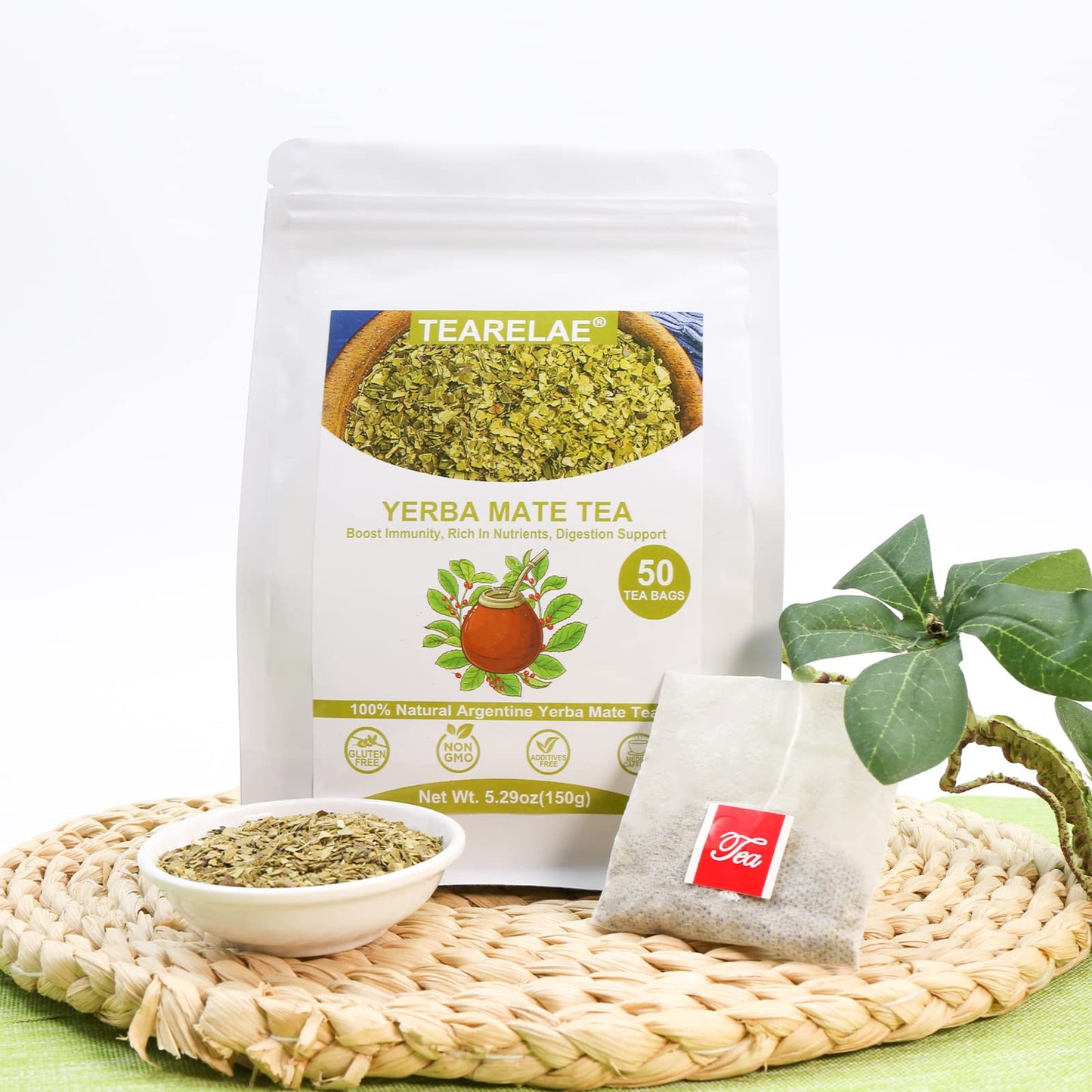 TEARELAE Yerba Mate Tea - 3g x 50 Count - 100% Pure Unsmoked - Nutrient-Rich Energy Booster - Made in Argentina