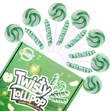Green Twisty And Swirl Lollipops, Green Candy Individually Wrapped Bulk, St. Patricks Day Lollipops Suckers, Kids Lollipop For Birthday Party, Green Apple Flavor 36 Pack