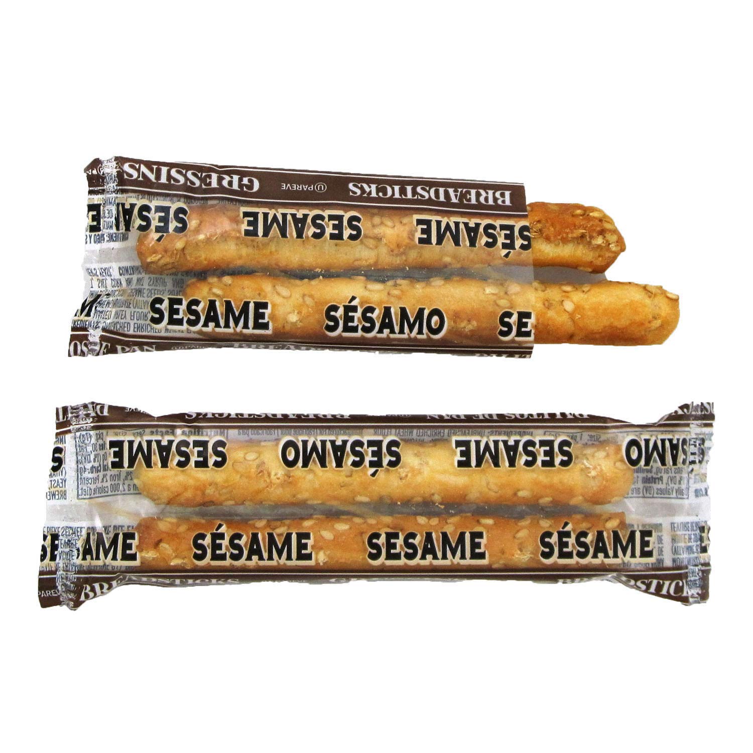 Clown Global Brands Sesame Breadsticks | 100-Count Case | Two Breadsticks per Individually Wrapped Pack | No Additives or Preser
