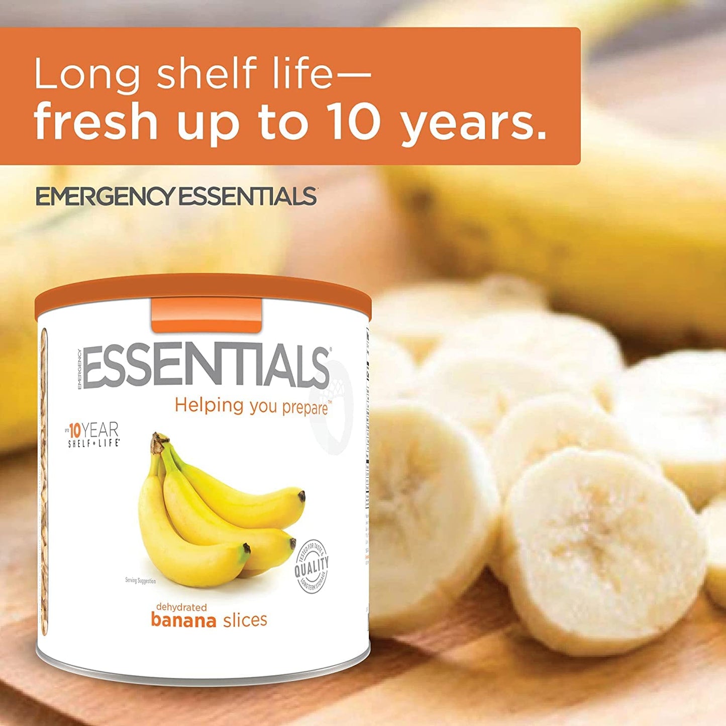 Emergency Essentials Dehydrated Banana Slices, 10-Year Shelf Life, 24 Servings