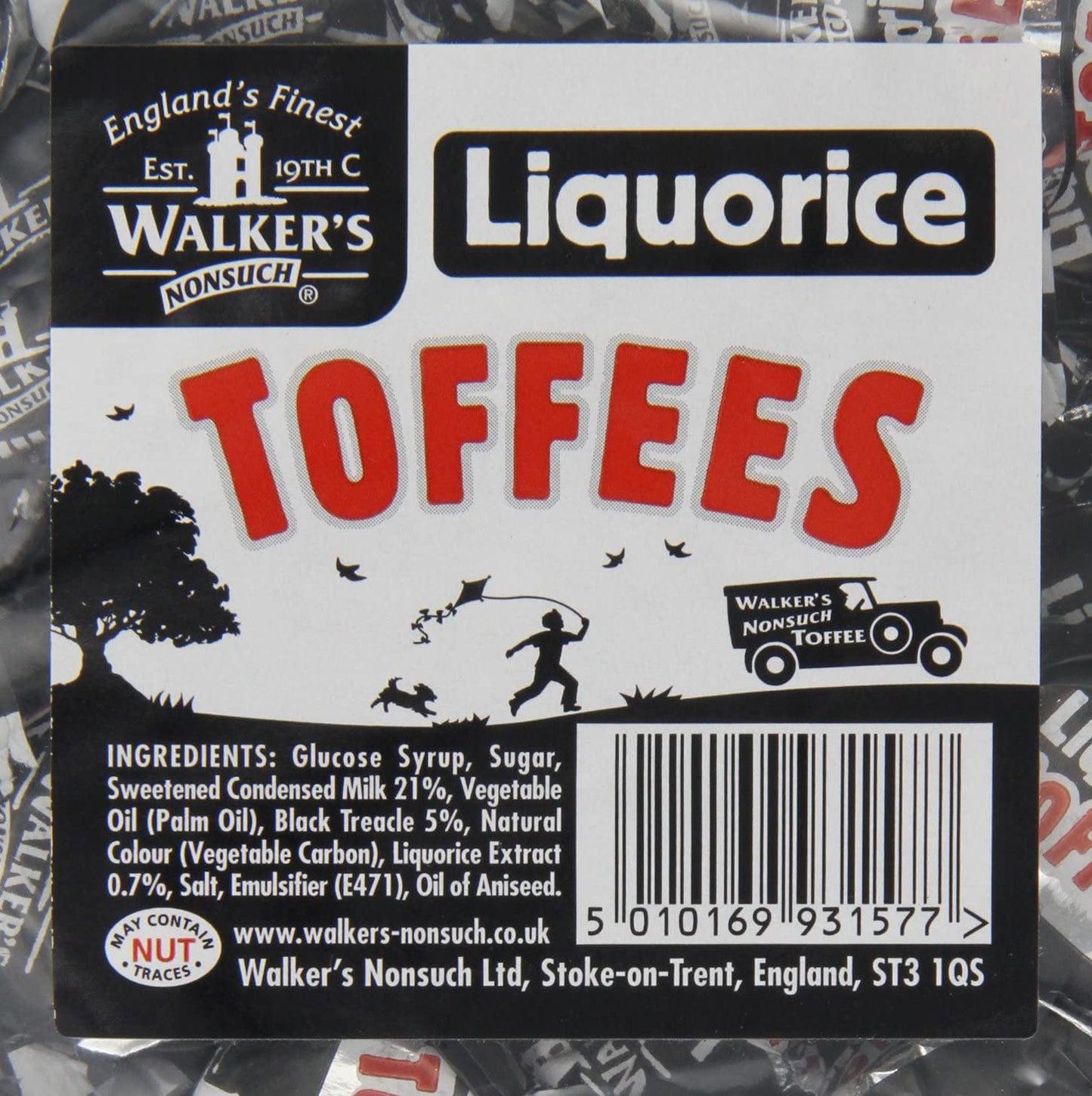Walkers' Nonsuch Liquorice Toffees Bulk Bag | With Condensed Milk & Black Treacle | Imported From The Uk | Traditional British C