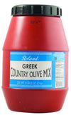 Roland Foods Greek Country Olive Mix, Whole Olives Marinated with Garlic and Pepperoncini Peppers, Specialty Imported Food, 4 Lb