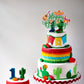 YCTHUNFISH Cake Topper, Cactus & Donkey Design, 5.9x8.7 inches, Paper/Bamboo, Green for Birthday/Mexican Fiesta Party