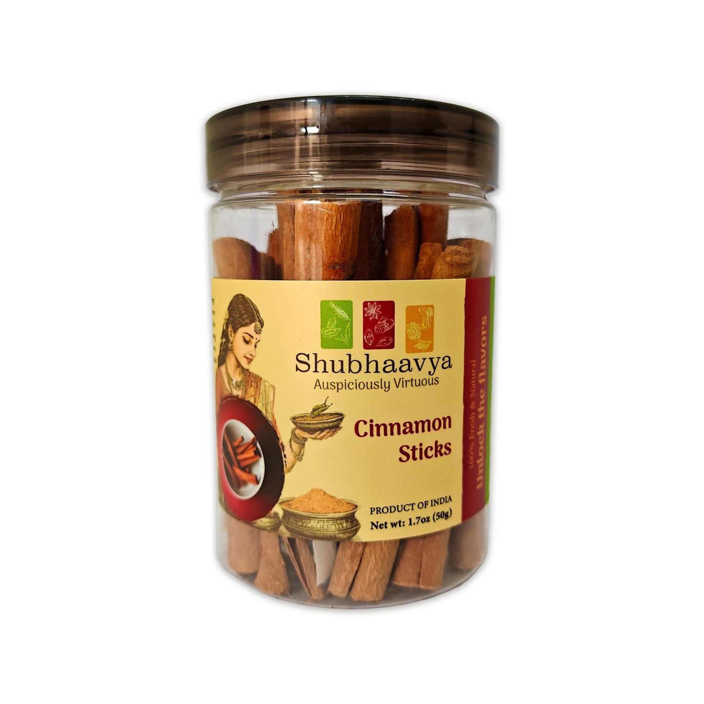 SHUBHAAVYA Premium Cinnamon Sticks - NON-GMO, All Natural, Gluten Free, 1.7oz (50g)