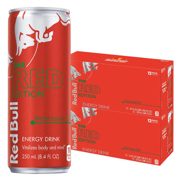 Red Bull Red Edition Energy Drink, Watermelon Flavor, 8.4 Oz, Pack of 24 Cans (2 Packs of 12)