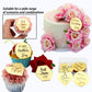 AiQi Bakes Happy Mothers Day Cupcake Toppers, 24 Pieces, Gold Mirror Acrylic, Circle Hexagon Heart Shapes, Model AQHMD-X24