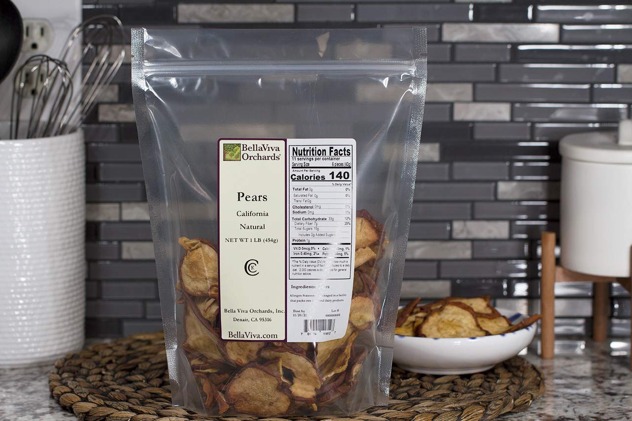 Bella Viva Orchards Natural Dried Pears, Sweet No Sugar Added, 1 Lb Of Dried Fruit