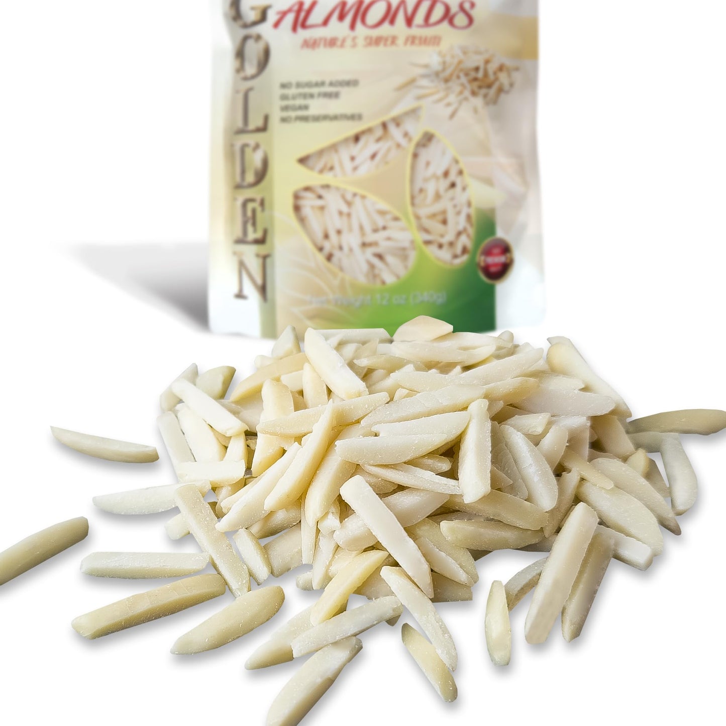 Golden Blanched Silvered Split Almonds - 12 Oz (340 G), Naturally Gluten-Free And Vegan-Friendly With No Added Sugar Or Artifici