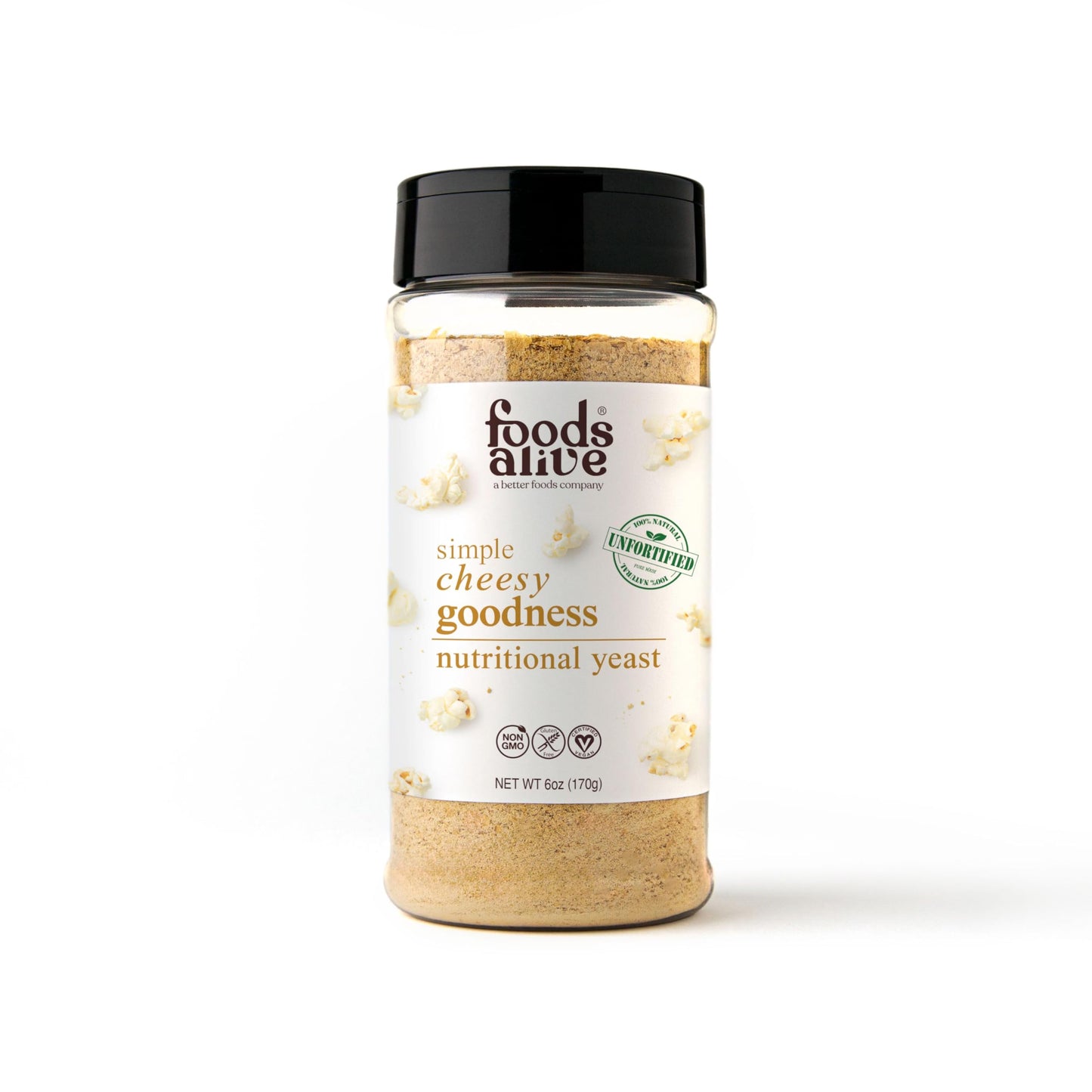 Foods Alive Nutritional Yeast Flakes, Non-Fortified, Gluten-Free, Plant-Based Protein, 6oz Shaker