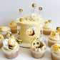 60 Pcs Edible Bumble Bee Cupcake Toppers Waper Paper Honey Bee Party Cake Decorations Edible Oh Babee Cupcake Picks For Bee Them