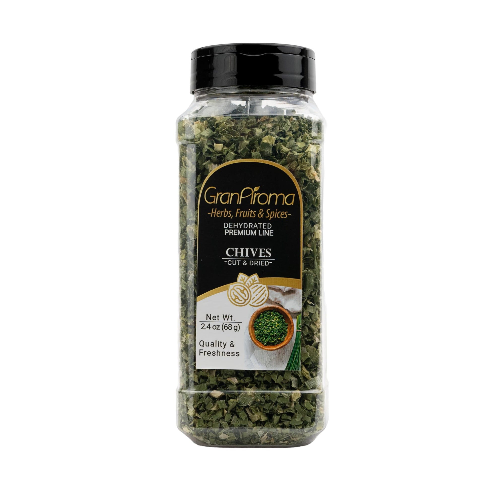 GranAroma Dried Chives, Subtle Flavor, Soups & Potatoes, Versatile Ingredient (2.4 Ounce)