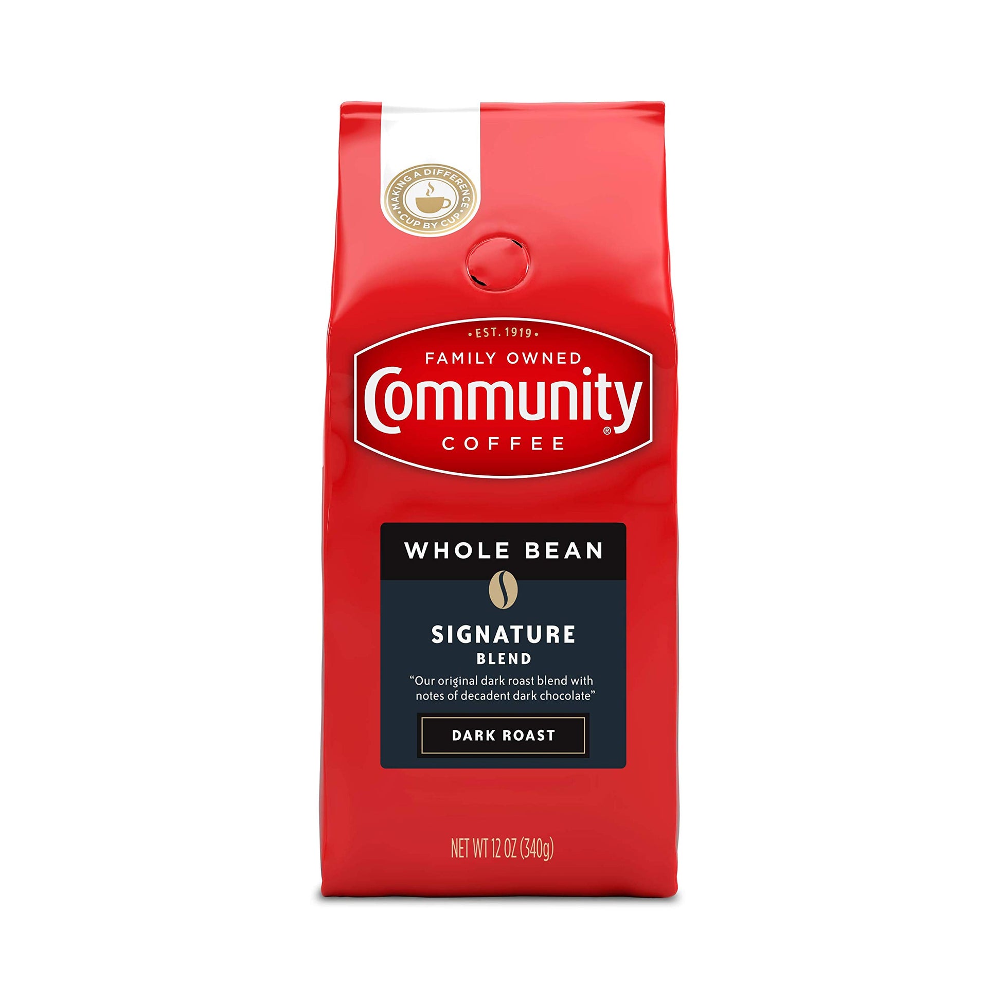 Community Coffee Signature Blend Dark Roast  enhanced Whole Bean Signature Blend  12 Ounce (Pack of 1)
