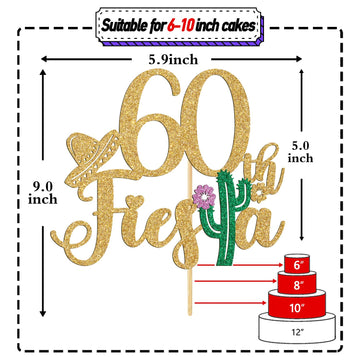 Tivurcia 60Th Fiesta Cake Topper, Cheers To 60 Years/Taco Bout 60 Cake Decor,Tropical Hawaiian Mexican Summer Themed Happy 60Th