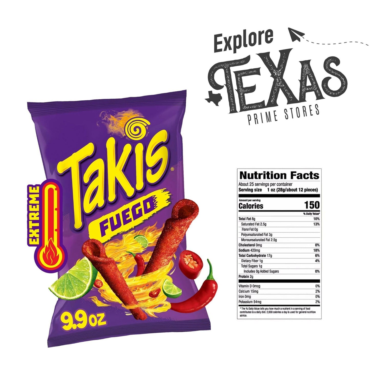 Takis Fuego Rolled Tortilla Chips - 4-Pack Sharing Size, 9.9 oz Bags, Hot Chili Pepper Flavor