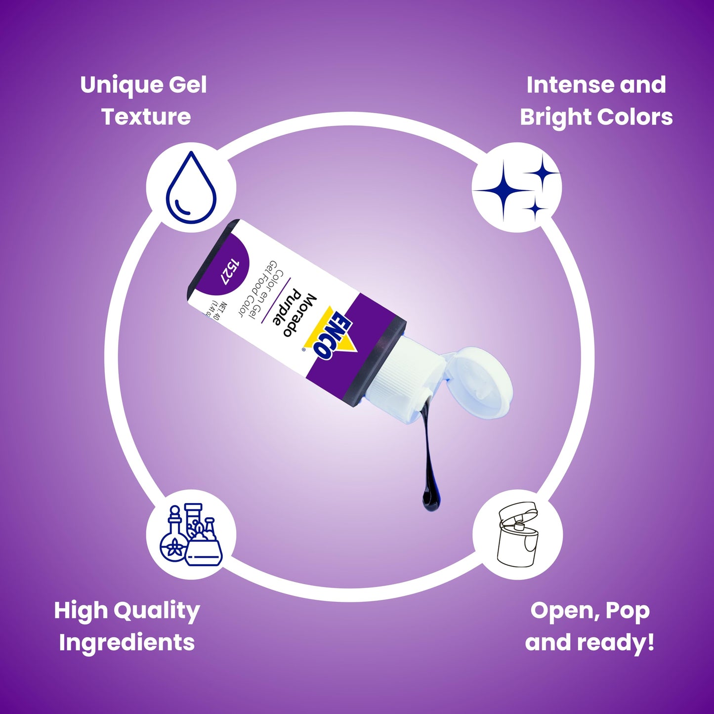ENCO Food Coloring Gel, Concentrated Vegan, 1.41 oz, Purple 1527