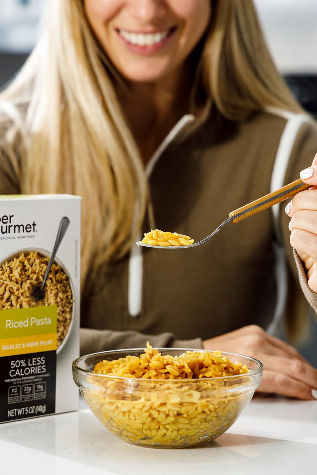 Fiber Gourmet Garlic & Herb Pilaf Riced Pasta – Fiber-Rich, Low Calorie – 5 Oz Pack of 1 – Made in Italy, Kosher, Non-GMO