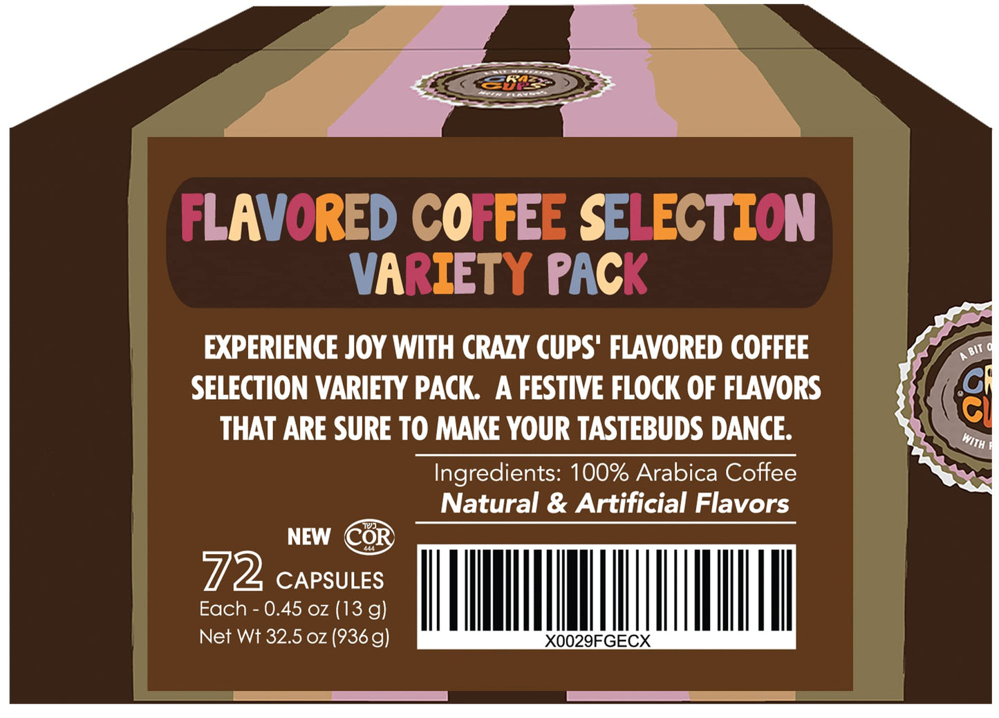 Crazy Cups Flavored Coffee Pods Variety Pack, Medium Roast Flavored Coffee K Cups Variety Pack (Including Pumpkin), Single Serve