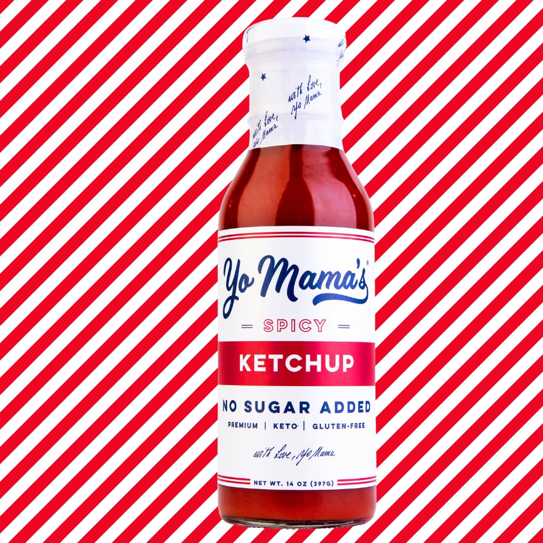Yo Mamas Foods Keto Spicy Ketchup, No Sugar Added, Vegan, Gluten Free, 14 Ounce