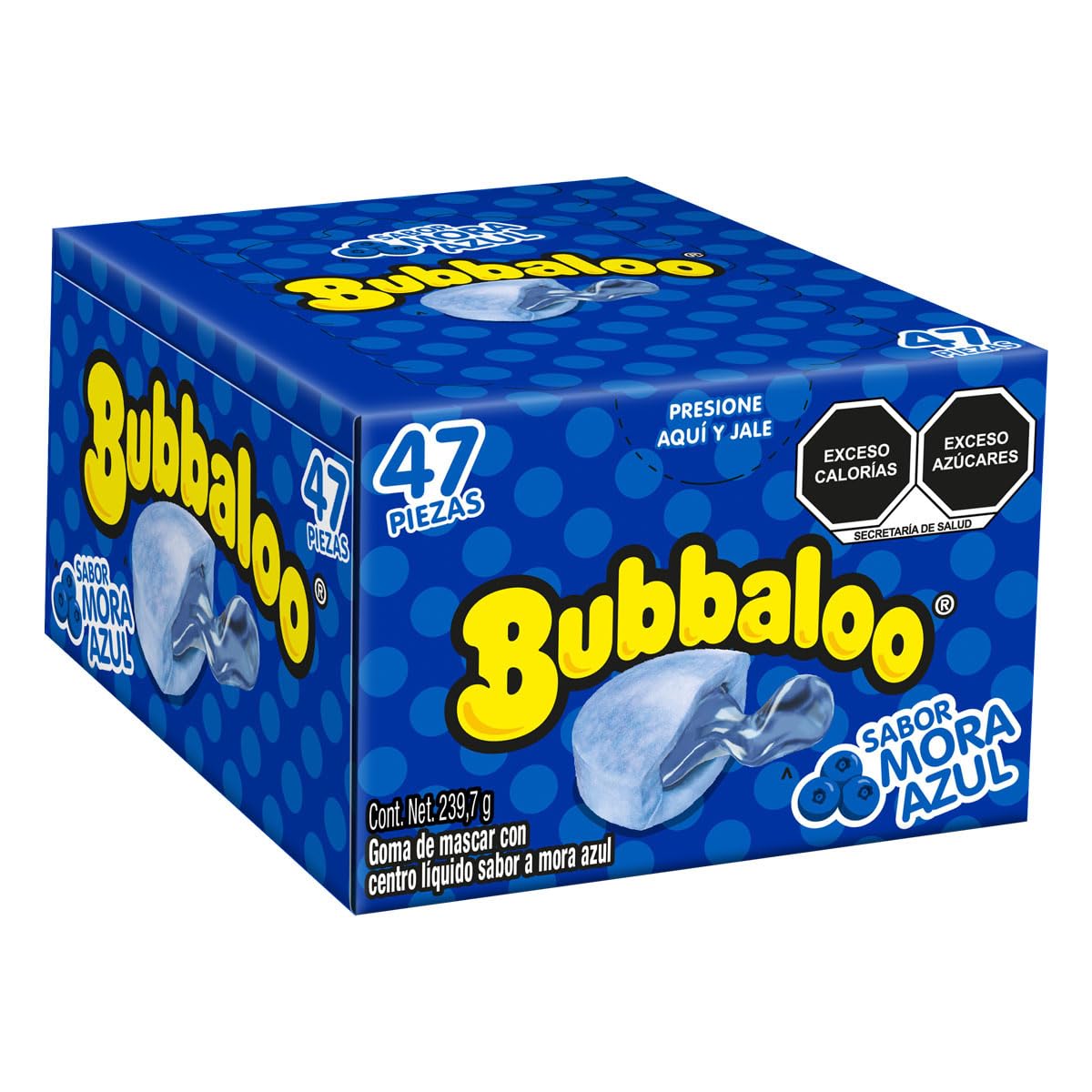 Bubbaloo Adams- Goma De Mascar 47 Pz- Sabores Varios (Mora Azul, 47Pz)