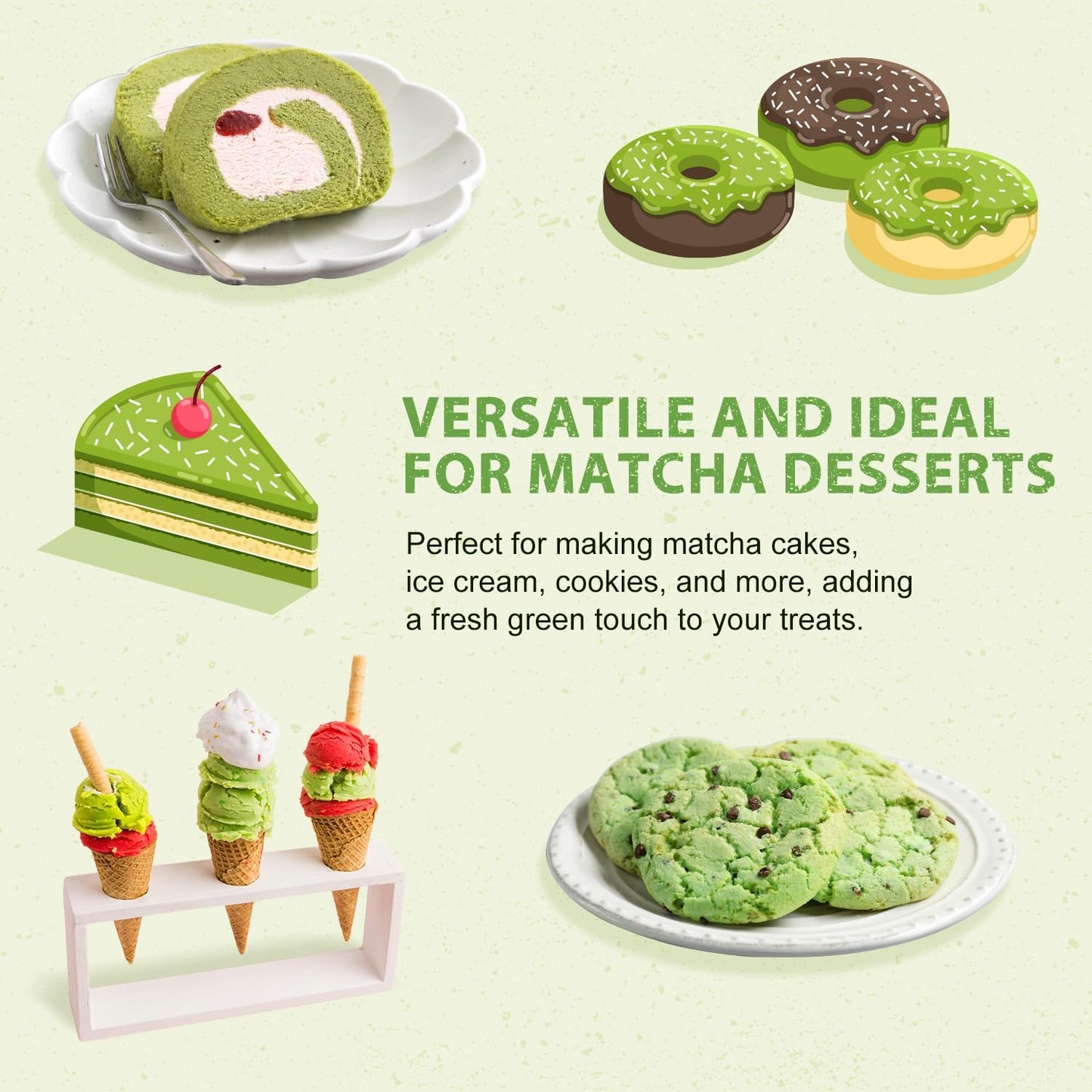 Soeos Organic Matcha Powder  Matcha Green Tea Powder  2 oz (57g)  Antioxidant-Rich Japanese Matcha for Lattes  Smoothies and Baking  Recyclable Bags