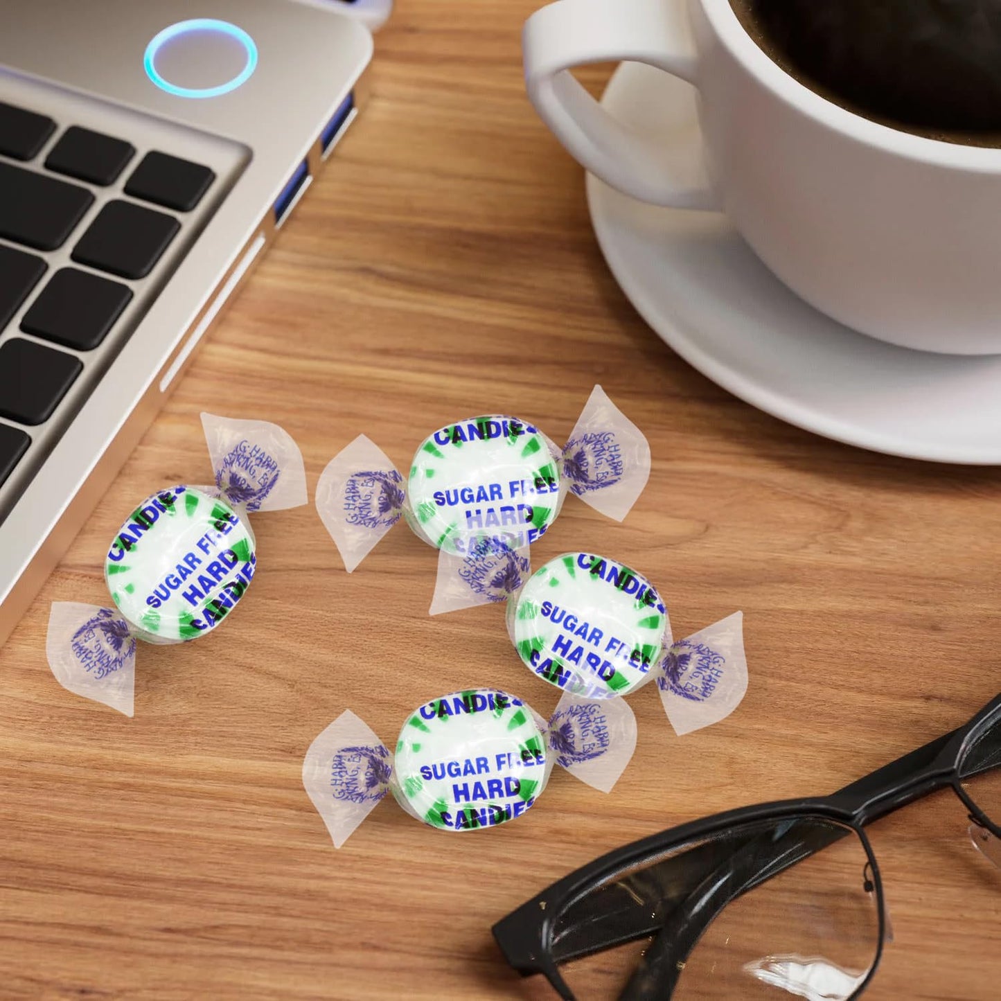 Sugar Free Starlight Spearmint Hard Candy 1 Pound - Individually Wrapped Starlight Mint Discs Hard Candy For Snacks & Treats - A